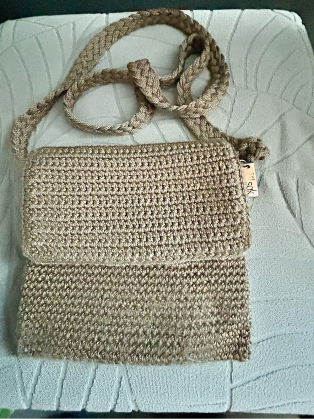 The Sak Small Brown Crochet Crossbody Bag